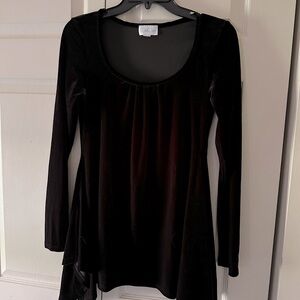 Velour tops, long sleeves, mid-thigh in length. (1) Black, (1) Navy Blue.